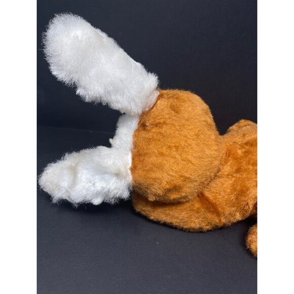 Vintage 1960s/70s Brown Rabbit Plush Toy With Long Ears & Pink Floral Eyes - Picture 5 of 7